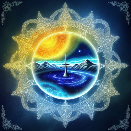 Celestial graphics, golden lotus, ancient symbols, or mystical landscapes that reflect Galactic Astrology expertise, with the zodiac wheel or cosmic constellations. By Genevieve Cheung
