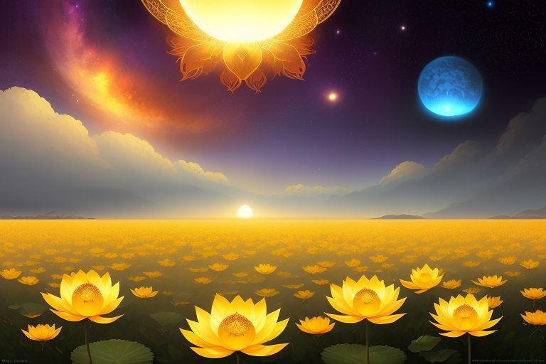 Celestial graphics, golden lotus, ancient symbols, or mystical landscapes that reflect Galactic Astrology expertise, with the zodiac wheel or cosmic constellations. Genevieve Cheung offering Galactic Astrology reading, Becoming Lotus